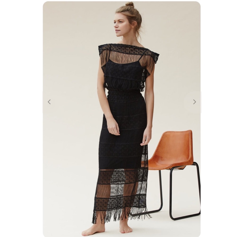 Callahan Crochet Maxi Dress in Black